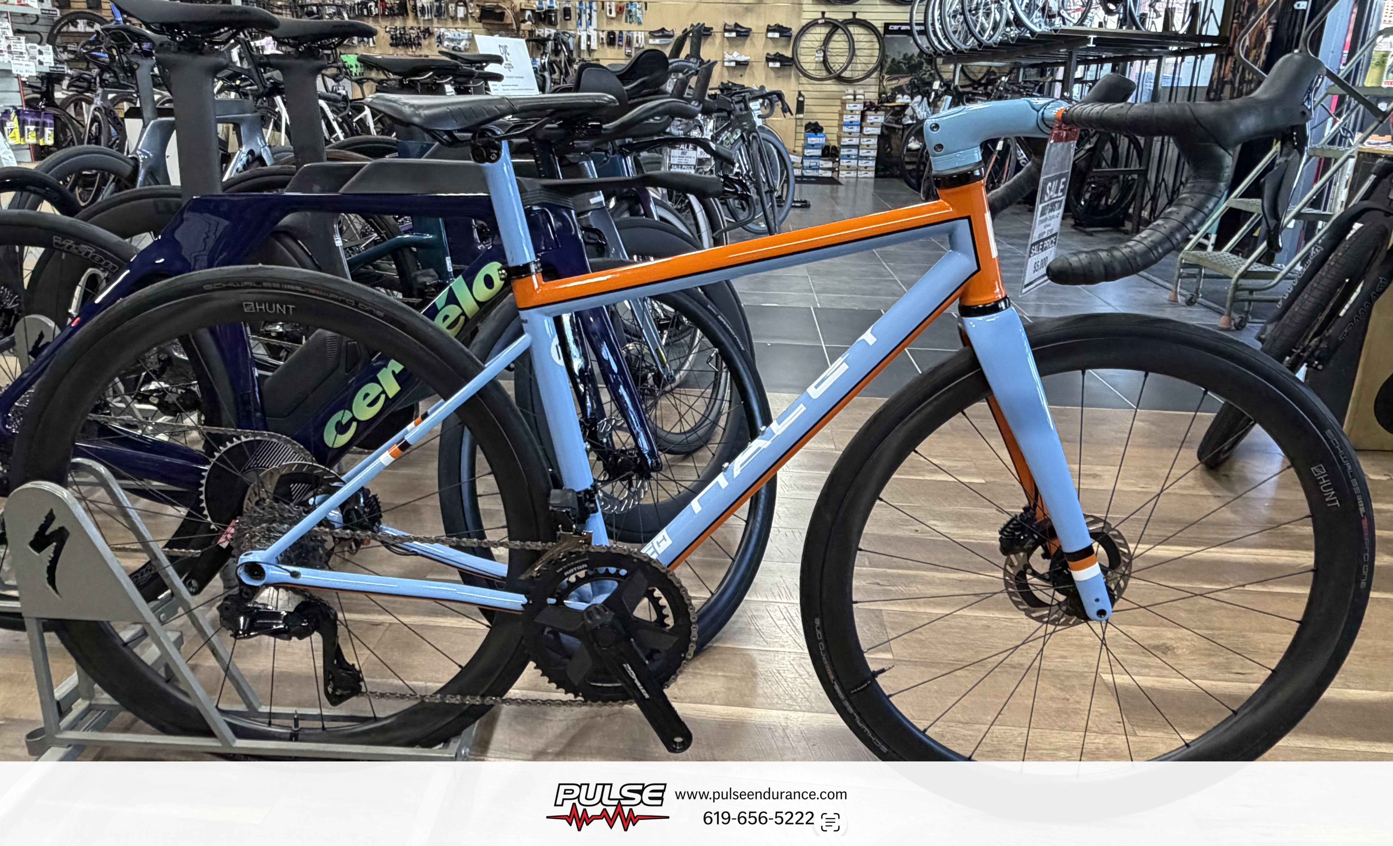 HALEY Titanium (Custom Paint) Dura Ace DI2  Carbon Hunt Wheels -  48 (Pre Owned)