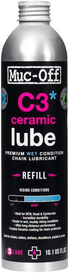 Muc-Off C3 Wet Ceramic Bike Chain Lube 300ml Aluminum Refill Bottle