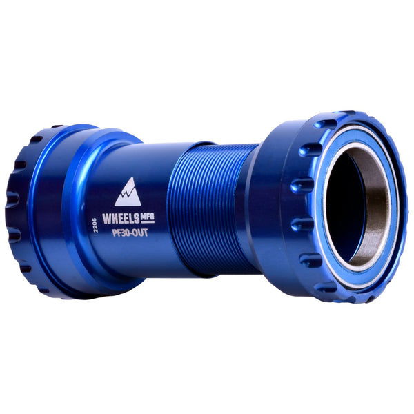 Eje de pedalier exterior PF30 de Wheels Manufacturing - Para eje de 30 mm, rodamientos ABEC-3, rosca PressFit, color azul